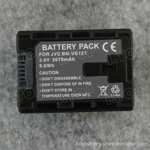 Portable battery pack for BN-VG121 JVC batteries,3.6V 2670mAh, Made in china